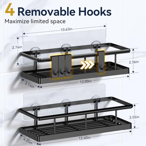 YASONIC 2 Pack Waterproof Adhesive Strips for Shower Caddies & Wall Storage