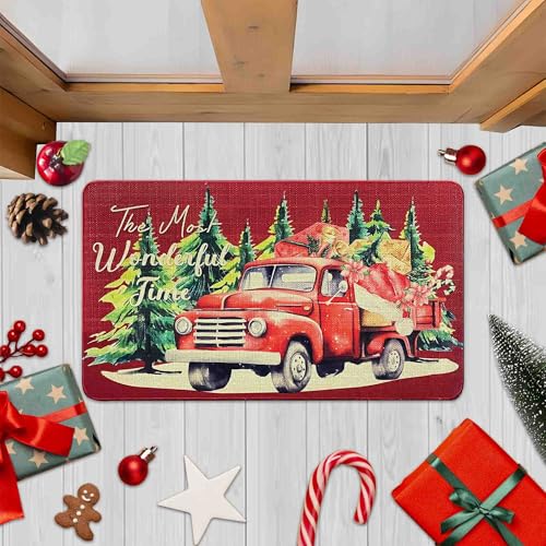 Christmas Doormat 30"x17" Red - Non-Slip Holiday Decor