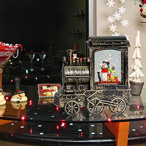 Train Snow Globe Lighted Christmas Snowman Scene with Music & Timer - Wondise