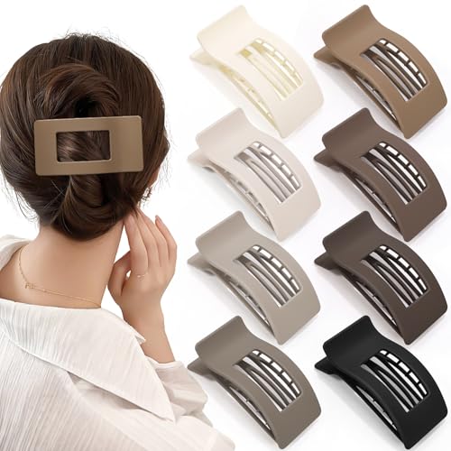 Flat Hair Claw Clips 8 Pcs Medium French Barrettes Non-Slip