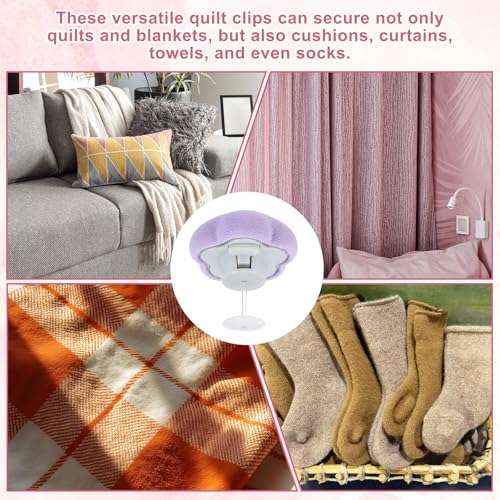 Purple Flower Shape Duvet Clips - 6Pcs Soft Pin Comforter Holders