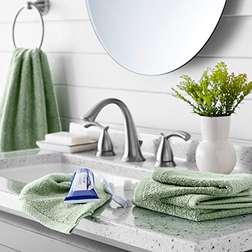 Amazon Basics 100% Cotton Quick-Dry Washcloths, Seafoam Green, 12-Pack