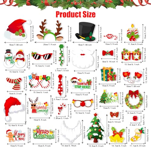 Christmas Photo Booth Props Set with Inflatable Selfie Frame - Holiday Party Decorations