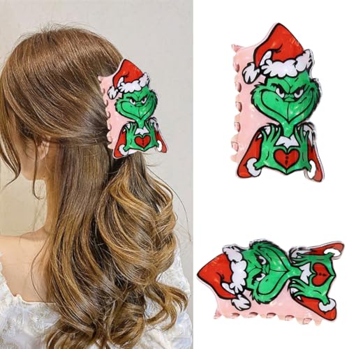 Christmas Hair Clips Cute Cartoon Design Winter Hair Pin 2Pcs