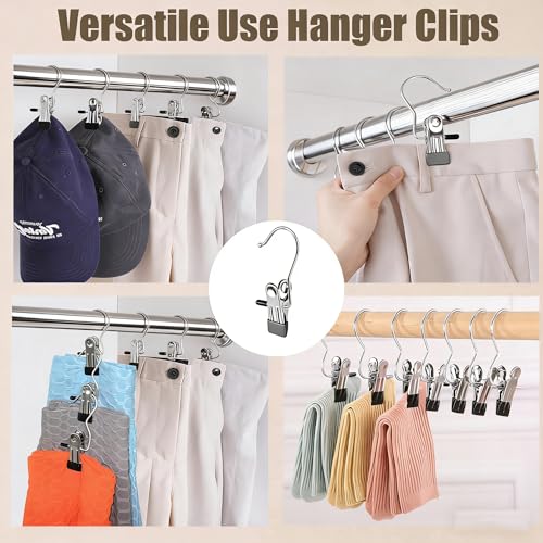 Metal Pant Hangers with Clips - 20 Pack Space Saving Closet Organizer