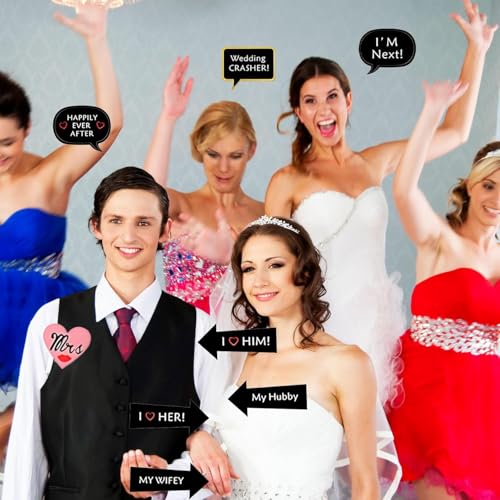 52-Piece Wedding Photo Booth Prop Kit for Bridal Shower and Engagement