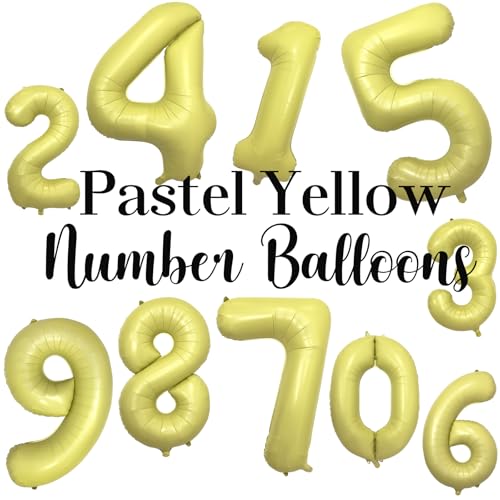 40 Inch Number 1 Balloon in Pastel Yellow - Large Mylar Foil Balloon