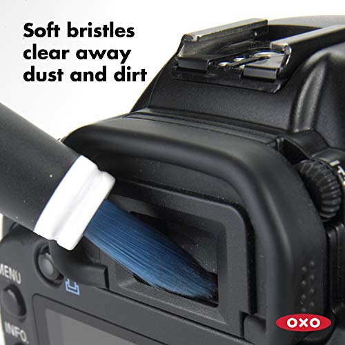 OXO Good Grips Electronics Cleaning Brush - Blue, Soft Bristles & Silicone Wiper