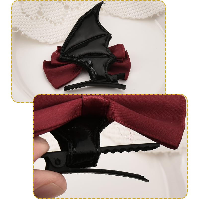 Sisadodo Halloween Bat Bow Hair Clips - 2 Pack Goth Hair Accessories