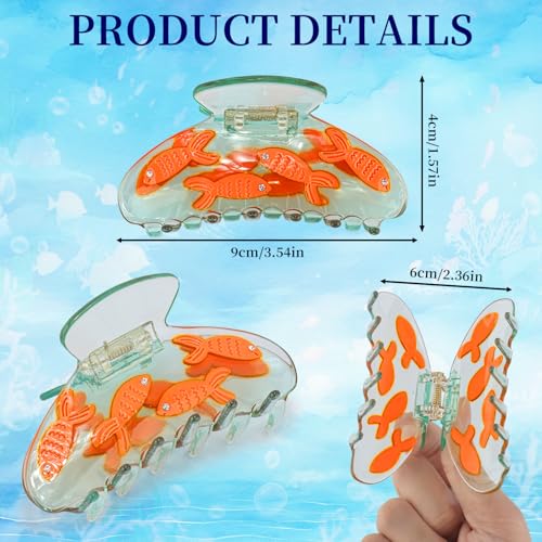 Clear Acetate Fish Hair Claw Clip with Rhinestones, Medium Non-Slip