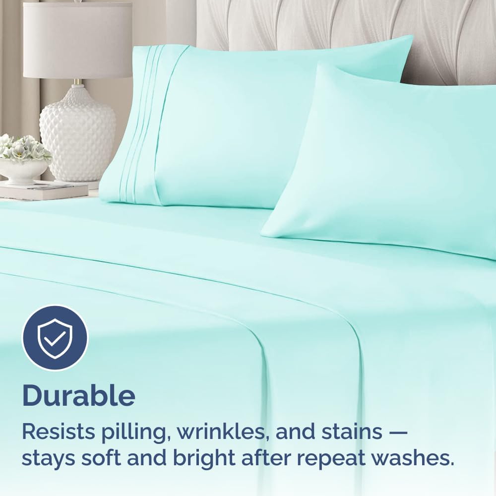 Skiennix Queen Pillow Cases Set of 2 - Ultra Soft Hotel Quality - Wrinkle Free & Fade Resistant - Spa Blue