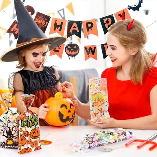 Happy Halloween Banner with Skulls & Bats - Indoor/Outdoor Decor