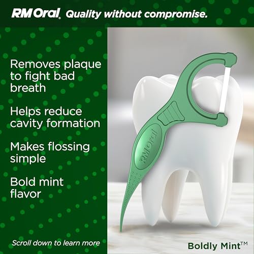 RM Oral Boldly Mint Dental Flossers 90 Count Shred-Resistant Picks