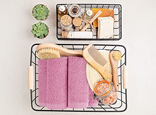 Pink 24 Pack Cotton Washcloths 12x12 Inches - Soft Absorbent Towels