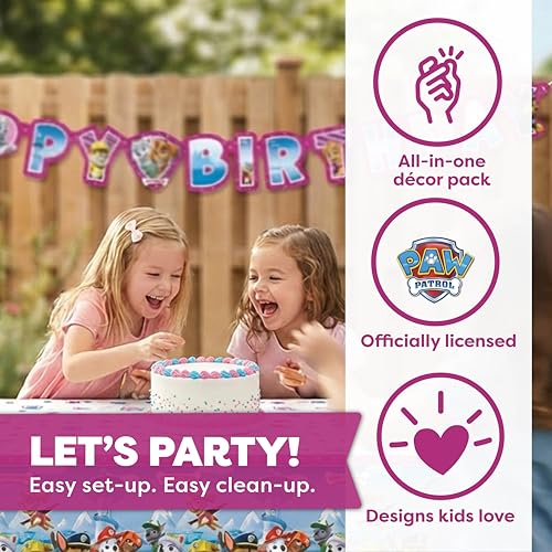 Paw Patrol Birthday Decorations Set with Tablecloth & Banner