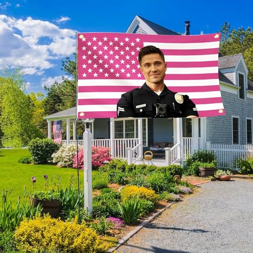 3x5 Ft Pink American Flag Tapestry with Brass Grommets