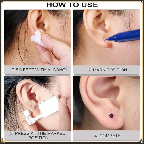 SLVIEKAE Disposable Ear Piercing Gun Kit with Stainless Steel CZ Studs