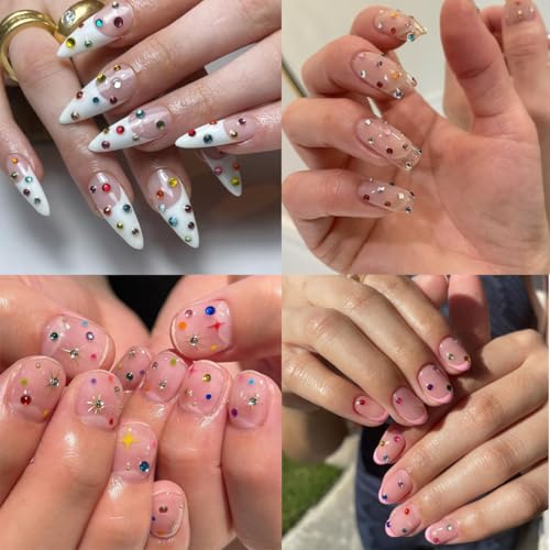 1440Pcs 3D Flatback Rhinestones Nail Art Gems Mixed Colors Crystal Diamonds