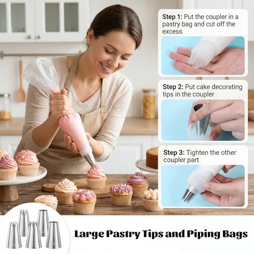 Large Stainless Steel Cake Decorating Tips Set 5pcs Piping Nozzles