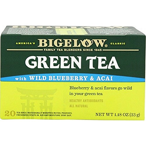 Bigelow Green Tea with Blueberry, 20 Tea Bags (Pack of 6)