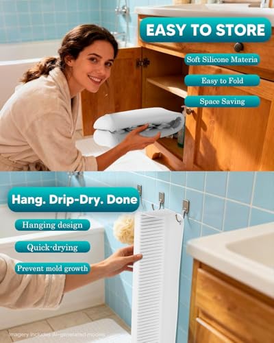 Duseu Silicone Bathtub Splash Guard with 10 Suction Cups