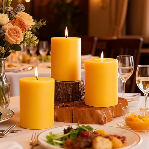 100% Pure Beeswax Pillar Candle - 3x4in, 60 Hour Burn Time