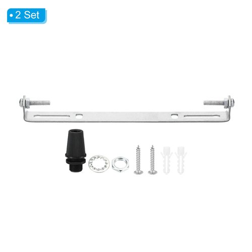 PATIKIL 200mm Ceiling Light Plate Kit, 2 Set Light Fixture Mounting Bracket Plate Steel Crossbar for Home Office Pendant Wall Light, with Screw Washer Nut Kit