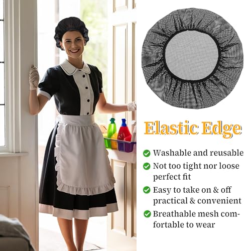 Black 6-Piece Chef Hat Set Unisex Mesh Cooking Hats Food Service Hair Nets