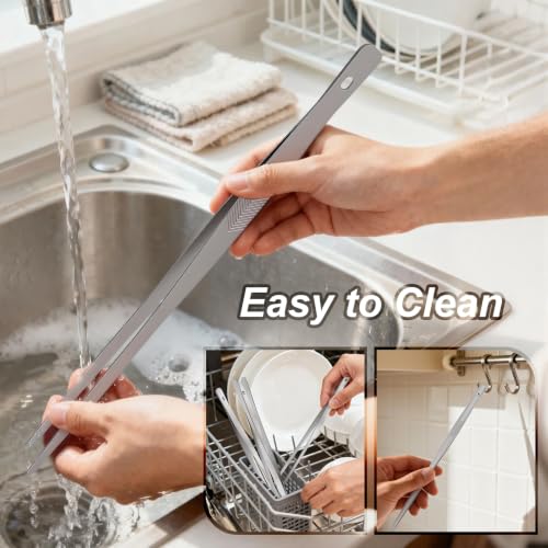 Vaincre 12" Stainless Steel Kitchen Tongs - 4PCS Precision Cooking Tweezers