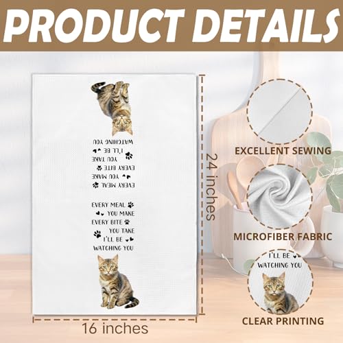 Tabby Cat Kitchen Towels - Funny Hand Towel for Cat Lovers, 16x24in