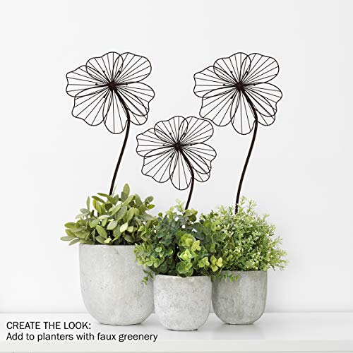 Wall Decor - Metal Layered Wire Flower Sculpture - Contemporary Hanging Accent for Living Room, Bedroom, Entryway, or Kitchen by Lavish Home (Brown)