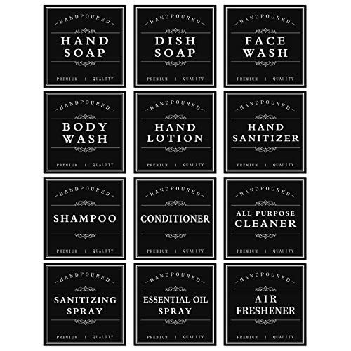 12-Pack Waterproof Soap Labels for Bottles - Removable & Durable