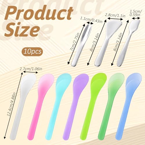 10 Pcs Cosmetic Spatula Set - Reusable Plastic & Metal Makeup Scoops