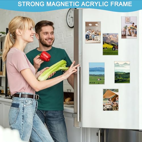 Wbtran 10-Pack Magnetic Acrylic Photo Frames, 2.36x3.54 Inch Clear Fridge Frames