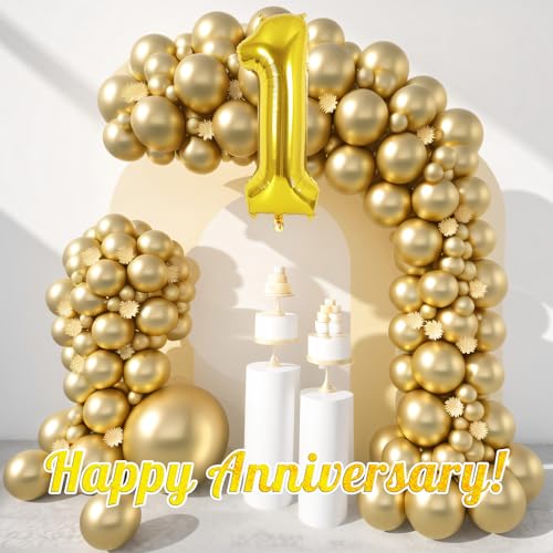 Gold Number 1 Balloon - 40 Inch Jumbo Foil for 1st Birthday Party