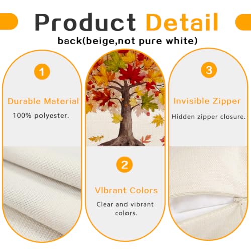 RABUSOFA Fall Maple Leaf Pillow Cover 12x20 Inch, Red Autumn Decor