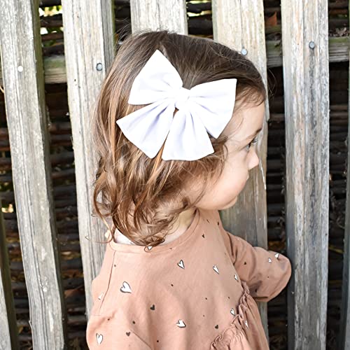 Velvet Hair Bows Girls 6" 2PCS Big White Fall bow Alligator Clips for