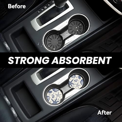 Car Coasters for Cup Holders - 2 Pack Ceramic Absorbent Design