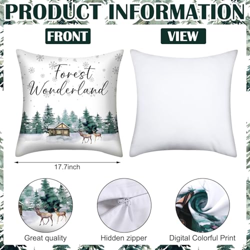 Wonderland Christmas Pillow Covers Set of 6 - 18x18 Inch Winter Decor