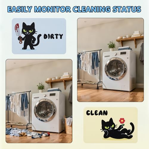 2-Pack Cat Design Dishwasher Clean Dirty Magnets - Reversible