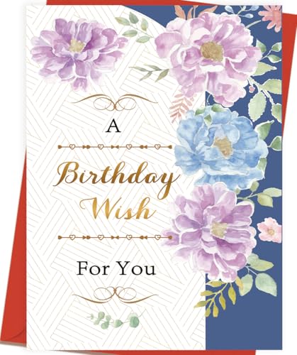 Happy Birthday Greeting Card for Her - AS 264 Luxury Linen Cardstock