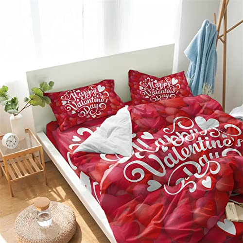 Valentine's Day Queen Bedding Set - Soft Microfiber Duvet Cover & Sheet