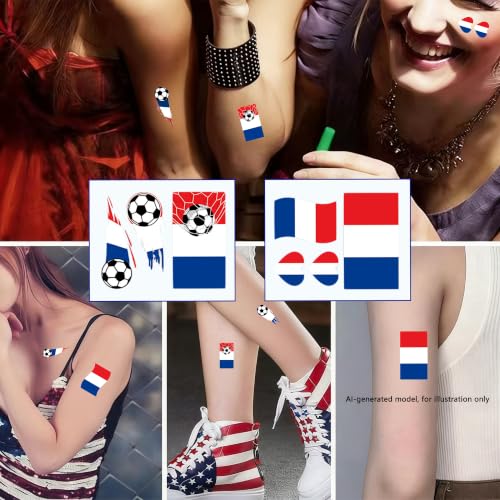 USA Flag Temporary Face Tattoos - 10 Pcs Removable Soccer Party Favors