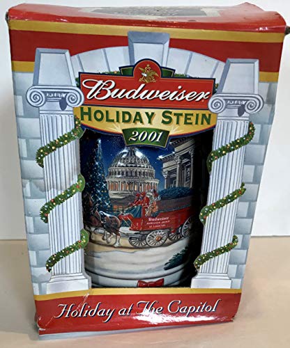 2001 Budweiser Holiday Stein - Collectible Clydesdale Illustration