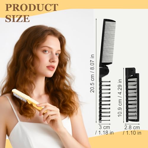 Etenpo 10-Piece Folding Travel Hair Brush and Comb Set, Dual-Head
