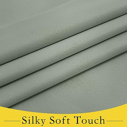 NICETOWN Greyish Green French Door Curtain, 26" x 40" No Drill Blackout Panel