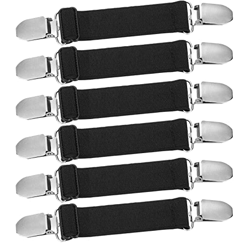 Eurzom 6 Pcs Adjustable Pant Waist Tightener Clips - Black Elastic Straps