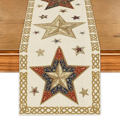 Patriotic Table Runner 13x71 Inch for Independence Day & Party Decor