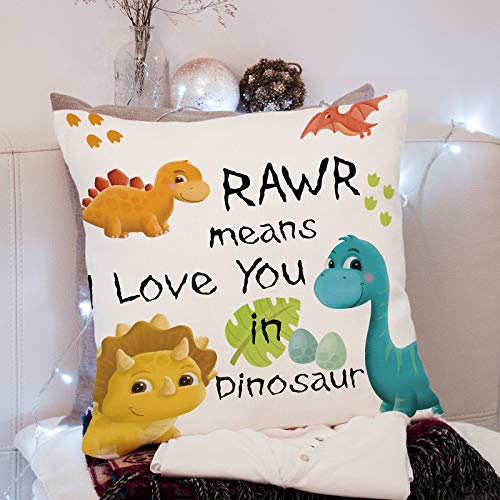 Dinosaur Couple Pillow Cover | 18x18 Flannel Cushion Case