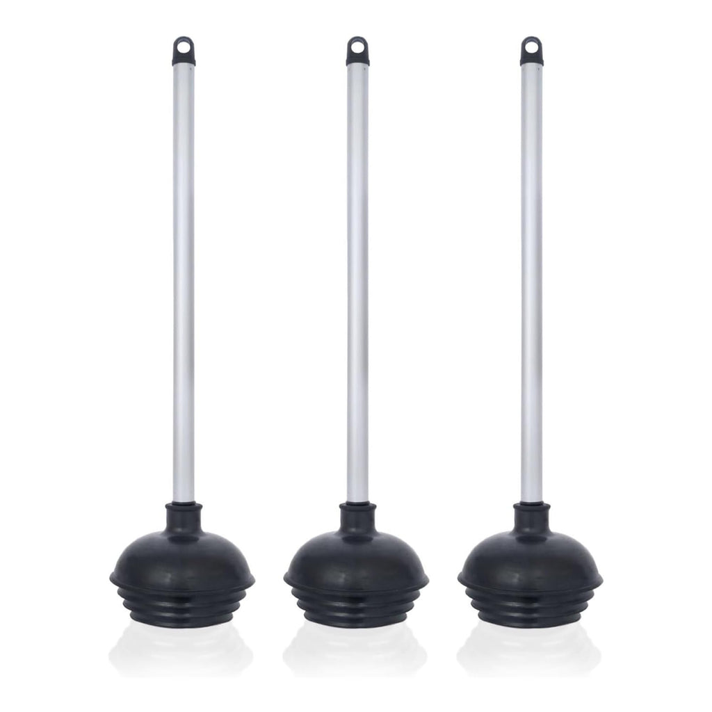 NEIKO 60180A Toilet Plungers, 3 Pack, Patented All-Angle Design, Heavy Duty, Aluminum Handle, Residential, Commercial, and Industrial Building Sanitation Use